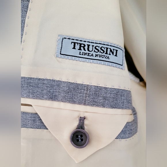 Trussini Luxe 100% Wool Men's Sport Coat/Blazer Light Gray Plaid EU52/US L - Picture 2 of 16